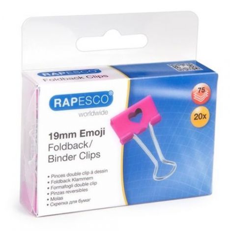 Klipy Rapesco Serca różowe, 20szt x 19mm - 3